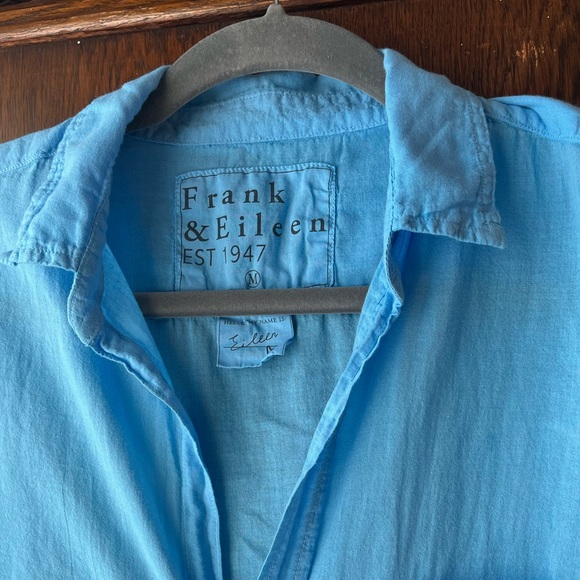 Frank & Eileen, Eileen button down shirt.  Light turquoise/ocean blue. - Picture 3 of 6